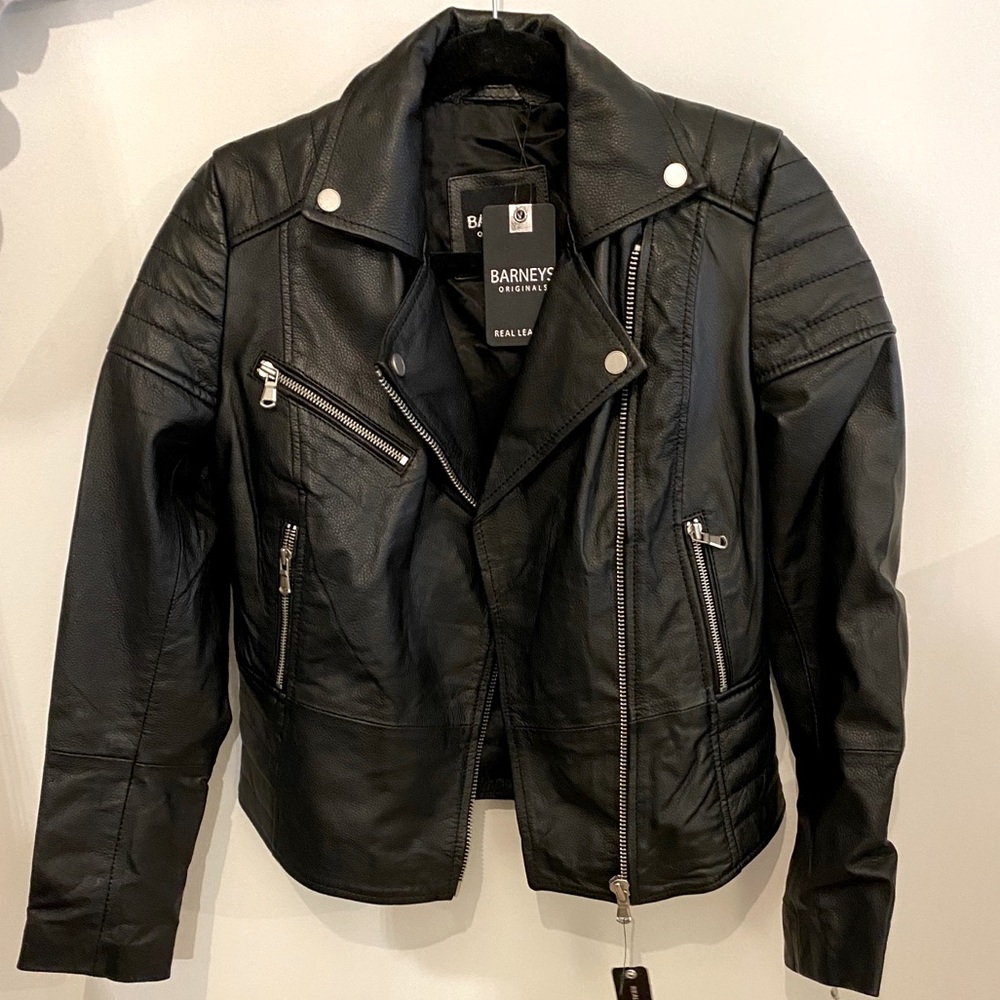 Biker style leather jacket